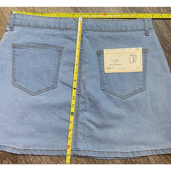 New Plus 16 ASOS Light Wash High Rise Stretch Denim Mini Skirt Jean‎ Pockets - Picture 6 of 6